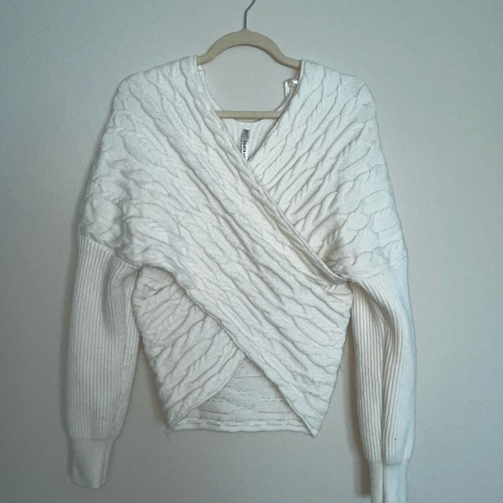 White Crossover Sweater